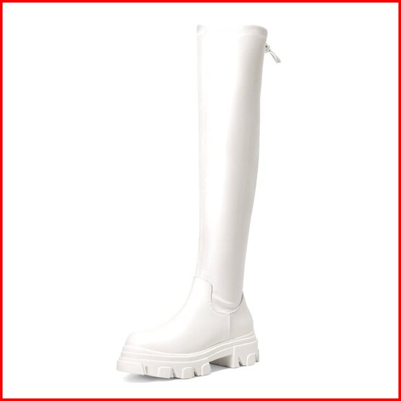 Women's Over The Knee Platform Thigh High Boots Chunky Lug Sole Stretch